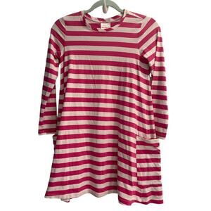 Hanna Andersson Size 140 / 10 Pink White Striped Dress